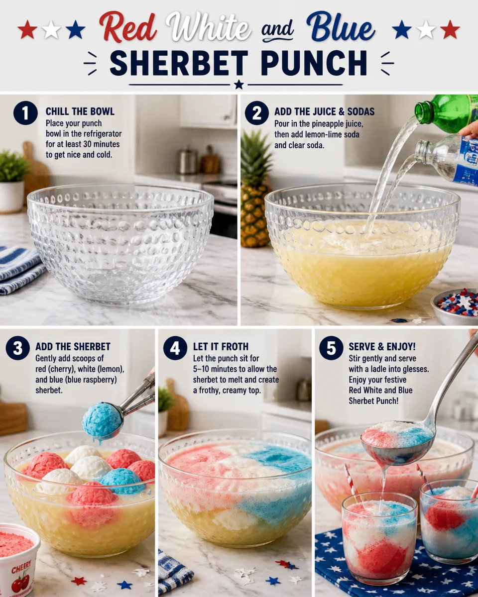 Red White and Blue Sherbet Punch Bowl