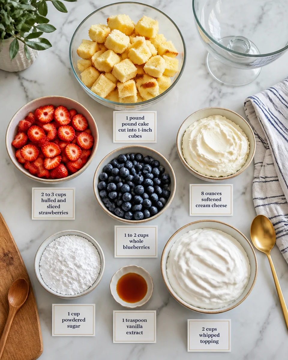 Red White and Blue Trifle with Fresh Berries