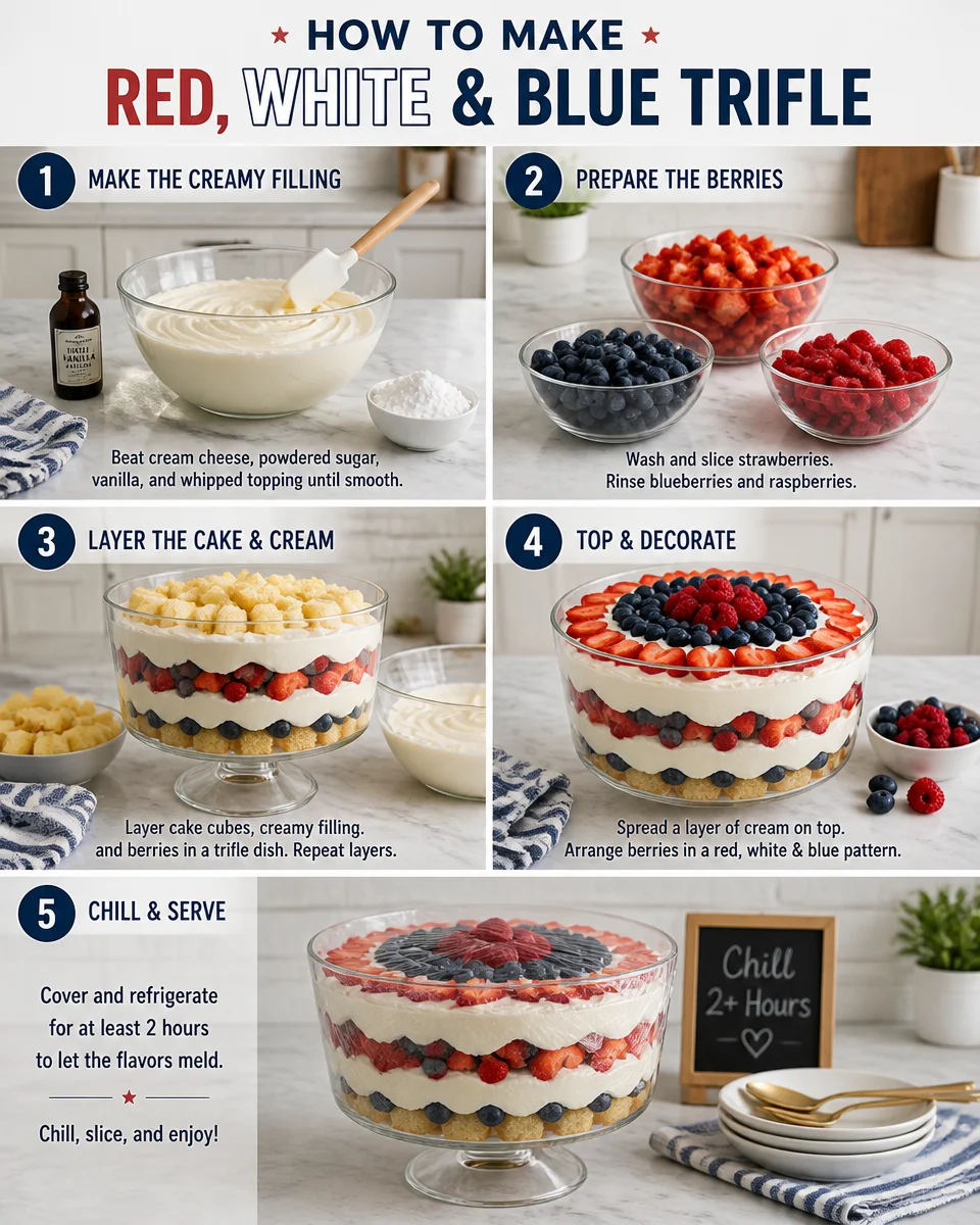 Red White and Blue Trifle with Fresh Berries