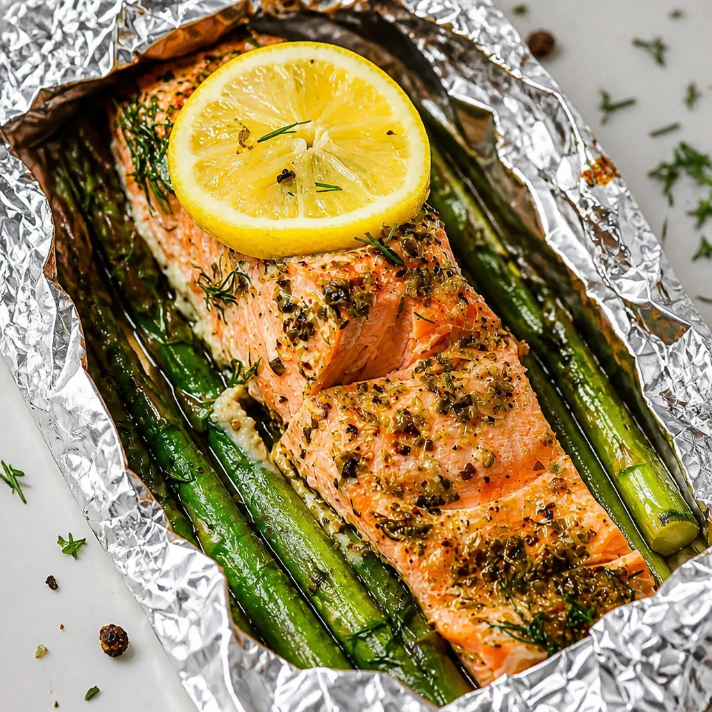 Salmon and Asparagus Lemon Butter Foil Packets fresh out of the oven