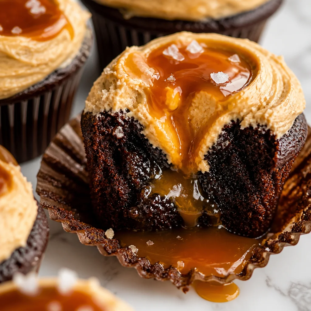 Delicious Salted Caramel Espresso Heaven Cupcakes topped with espresso buttercream.