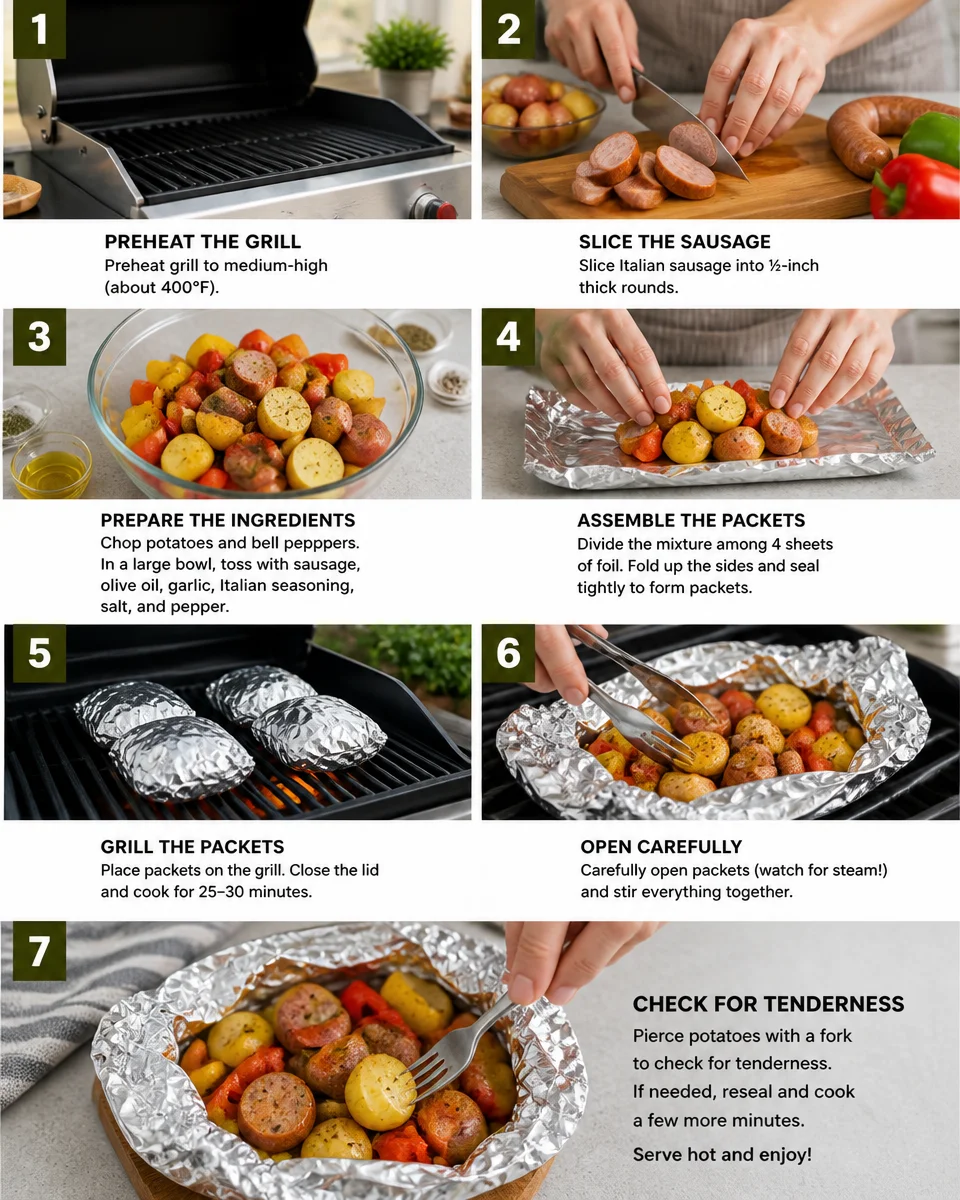 Sausage Potato and Pepper Foil Packets