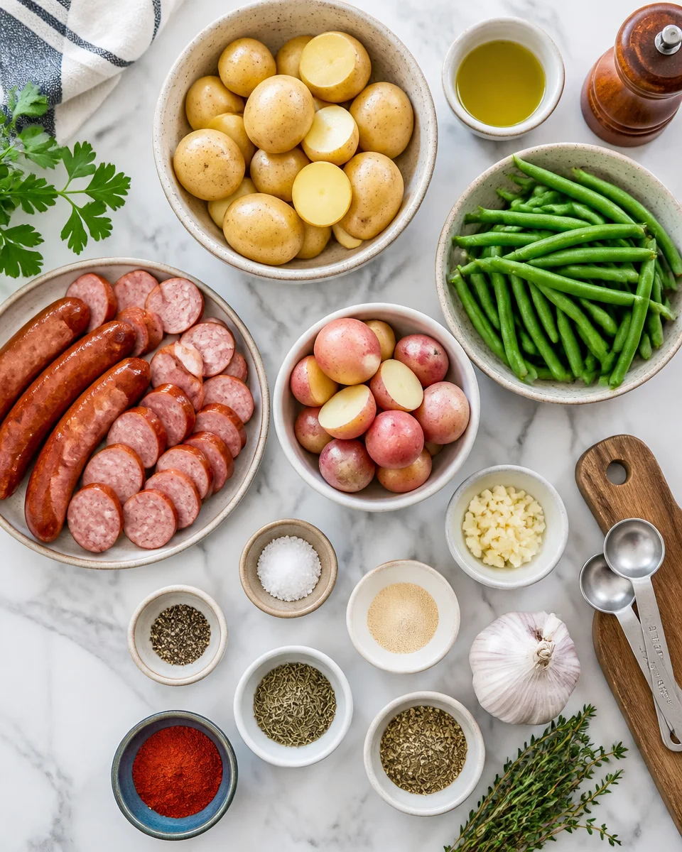 Sheet Pan Sausage Green Beans and Potatoes