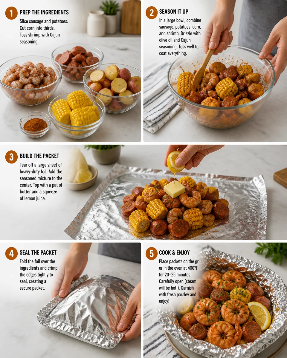 Shrimp and Sausage Cajun Foil Packets
