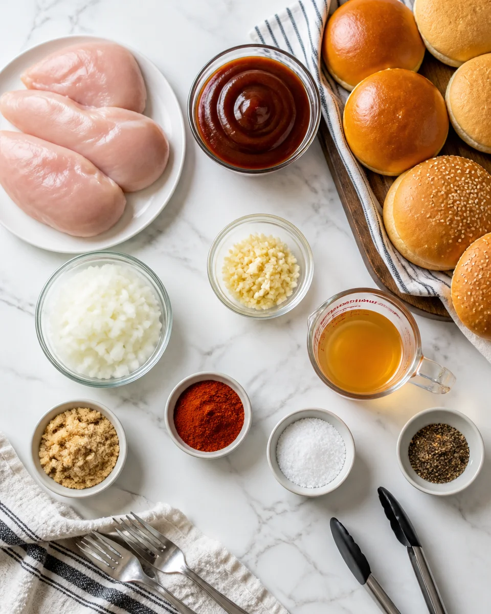 Slow Cooker BBQ Pulled Chicken Sandwiches