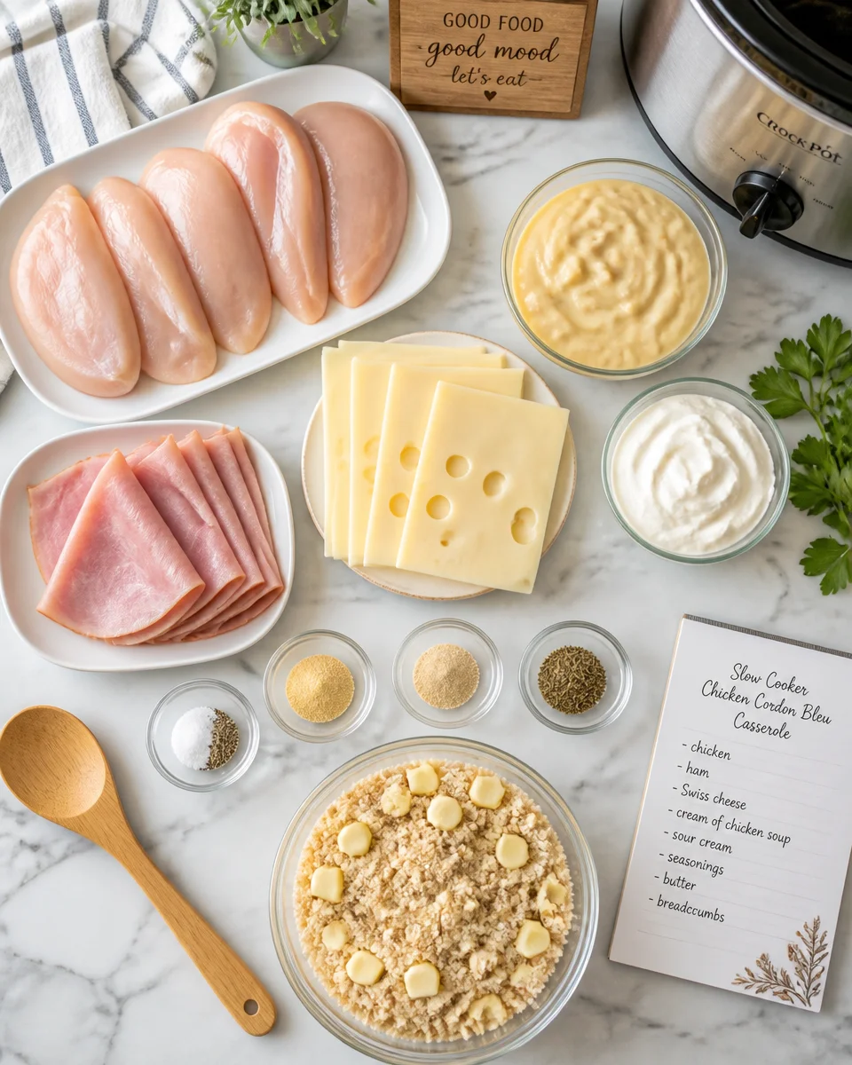 Slow Cooker Chicken Cordon Bleu Casserole