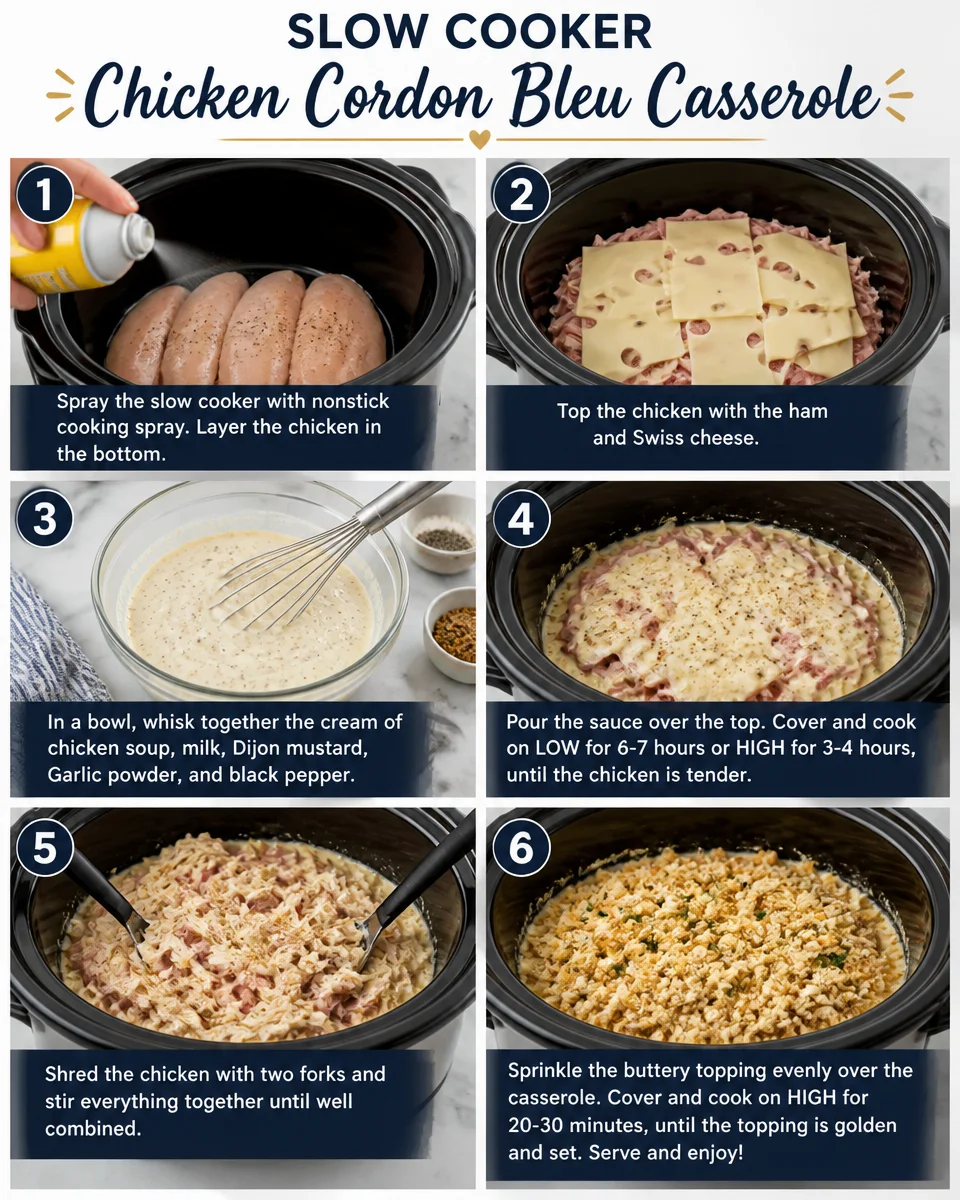 Slow Cooker Chicken Cordon Bleu Casserole