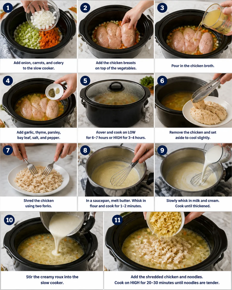 Slow Cooker Creamy Chicken Noodle Soup
