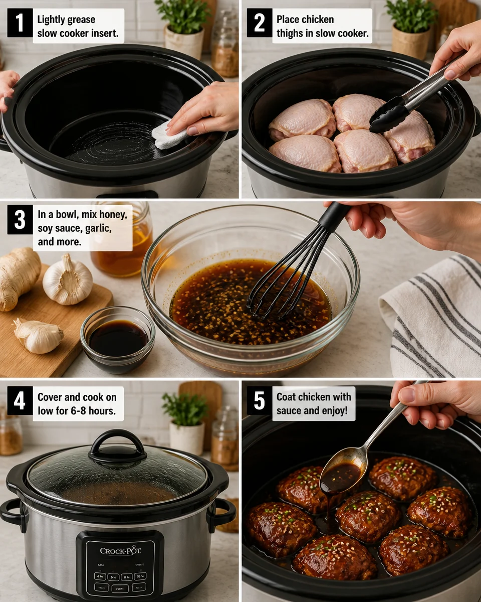 Slow Cooker Honey Garlic Chicken Thighs