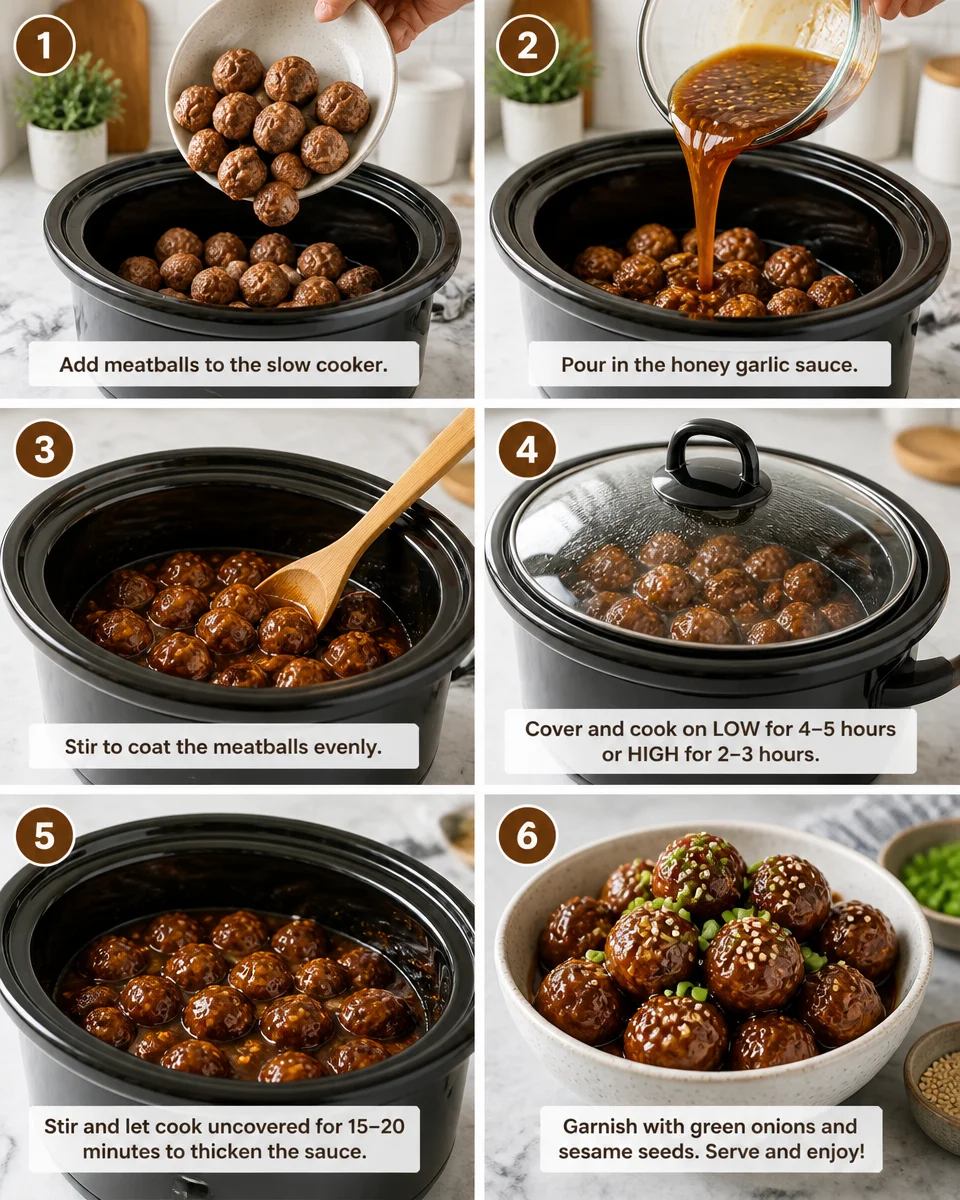 Slow Cooker Honey Garlic Meatballs