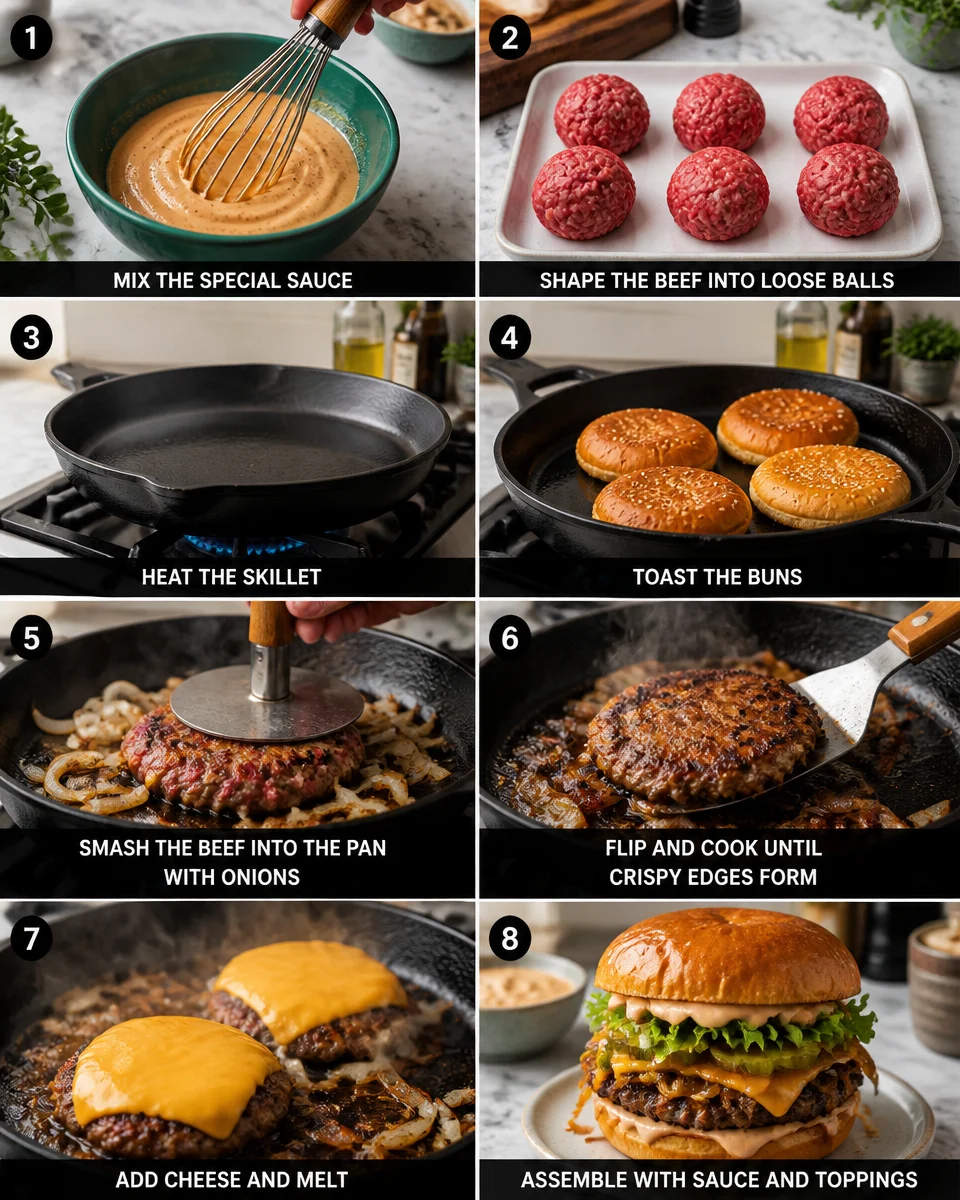 Smash Burgers with Special Sauce and Crispy Onions
