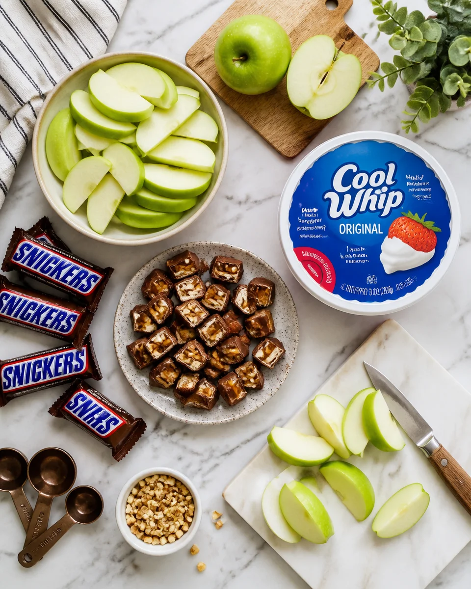 Snickers Salad with Cool Whip and Apples