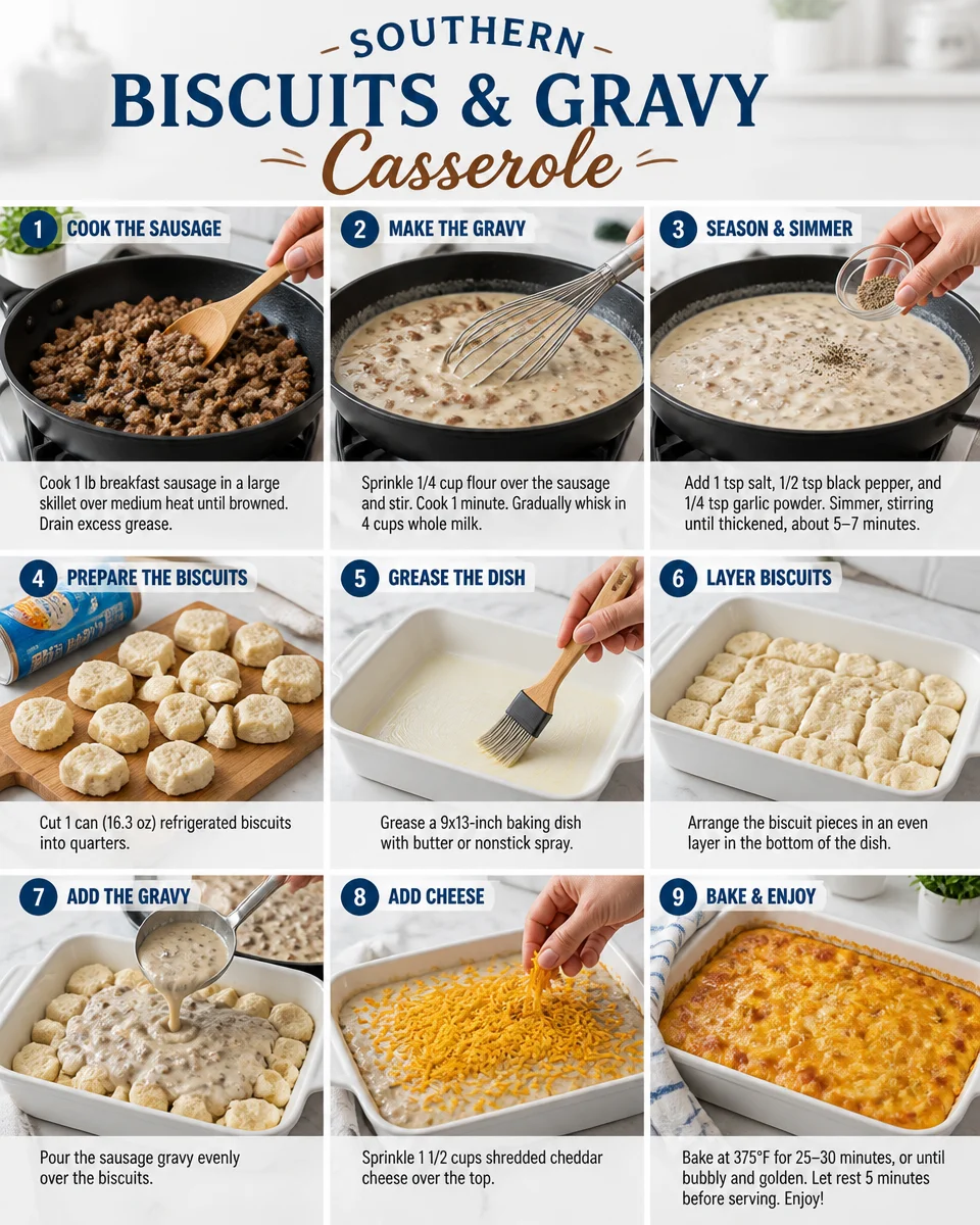 Southern Biscuits and Gravy Casserole