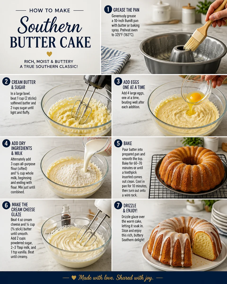 Southern Butter Cake with Cream Cheese Glaze