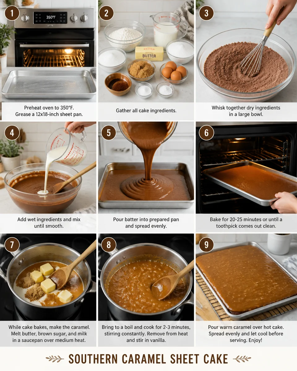 Southern Caramel Sheet Cake with Pecan Frosting