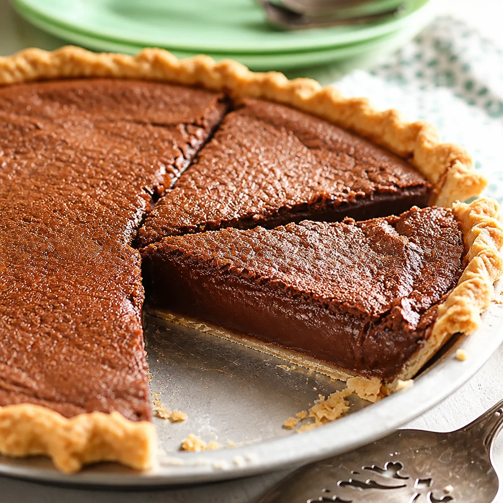 Delicious Southern Chocolate Chess Pie with rich chocolate filling