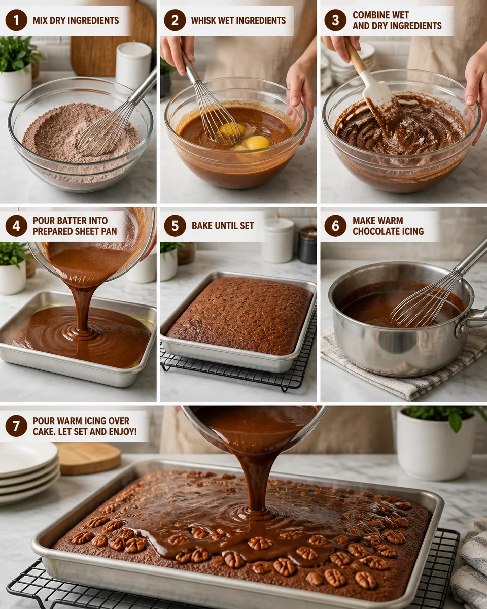 Southern Chocolate Pecan Sheet Cake
