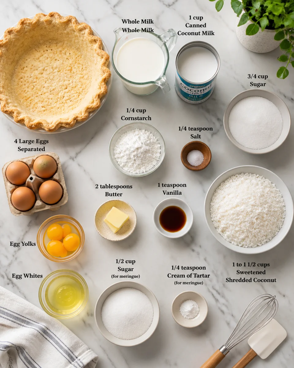 Southern Coconut Cream Pie with Meringue Topping