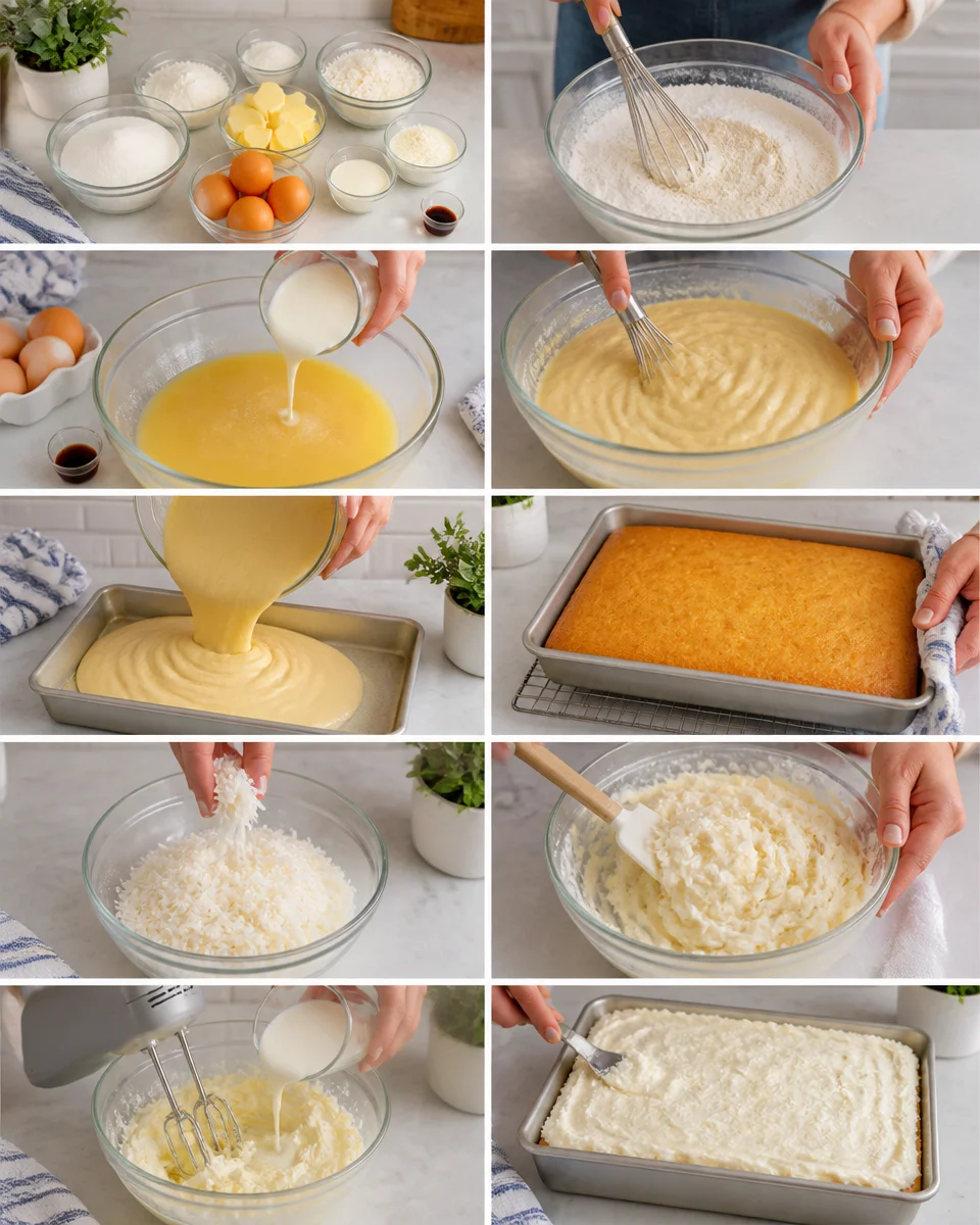 Southern Coconut Sheet Cake with 7-Minute Frosting