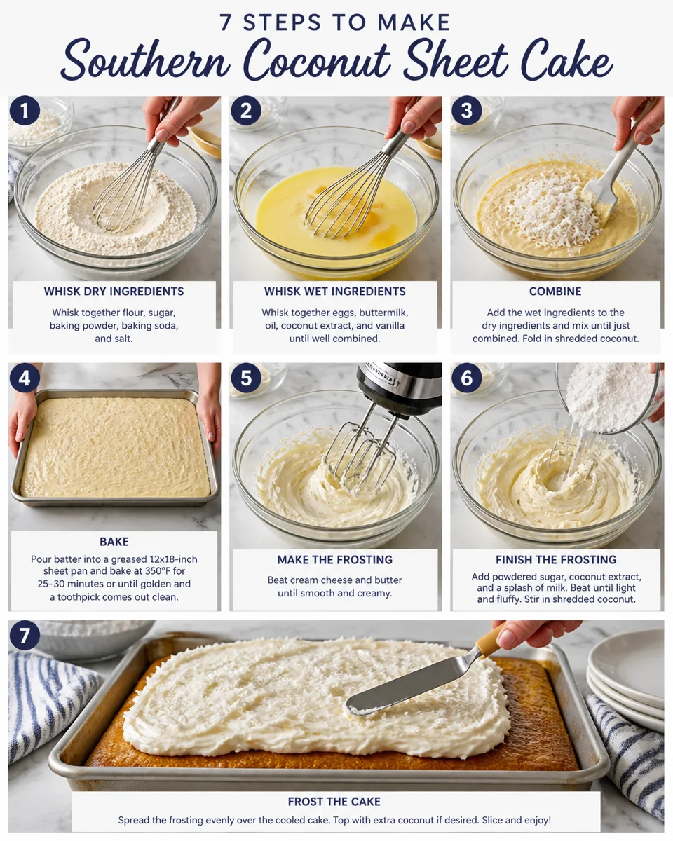 Southern Coconut Sheet Cake with Cream Cheese Frosting