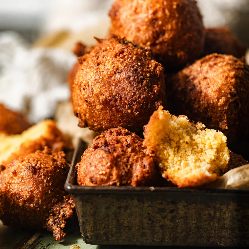 Southern Hush Puppies served with delicious honey butter on the side.