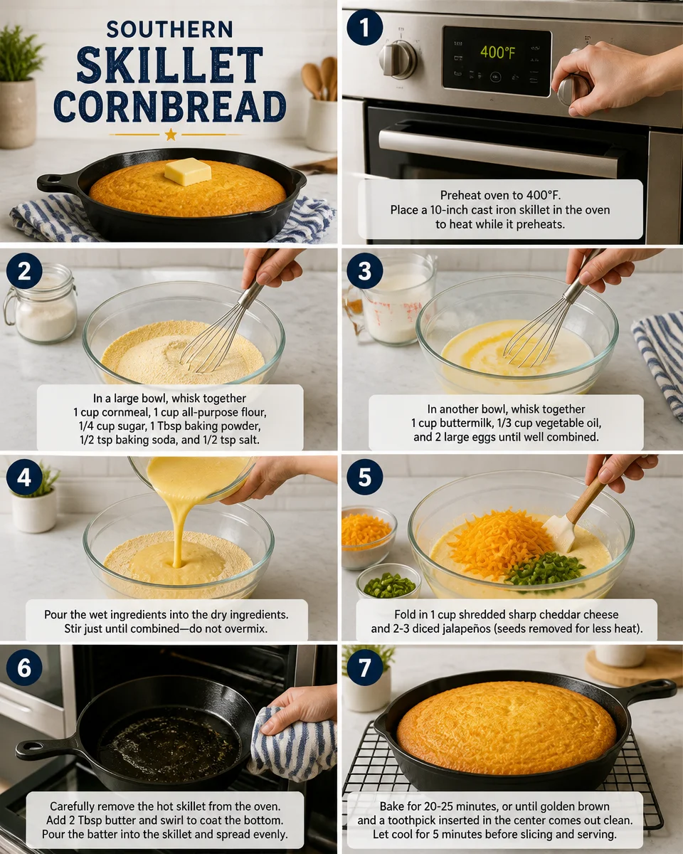 Southern Skillet Cornbread with Jalapeño and Cheddar