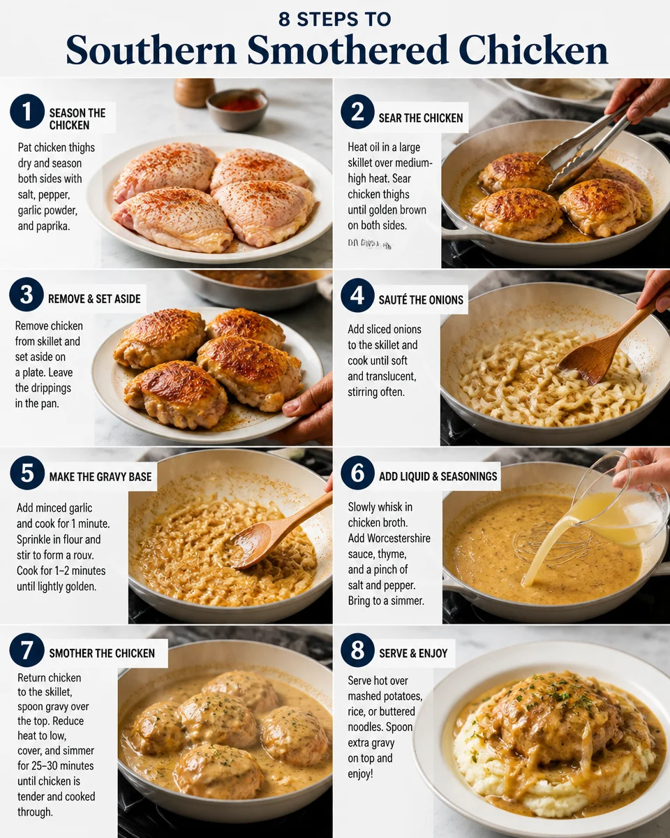 Southern Smothered Chicken with Onion Gravy