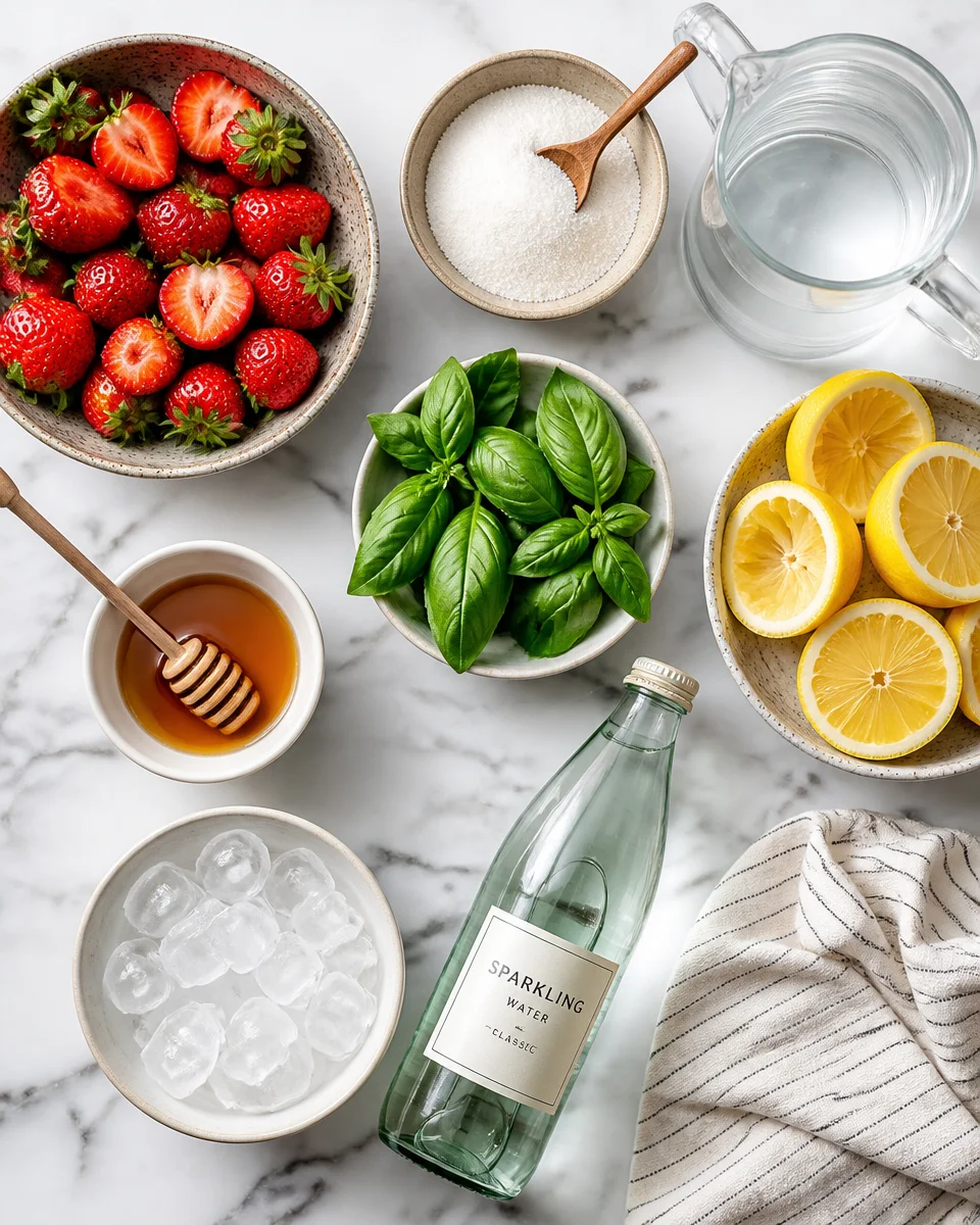Sparkling Strawberry Basil Lemonade