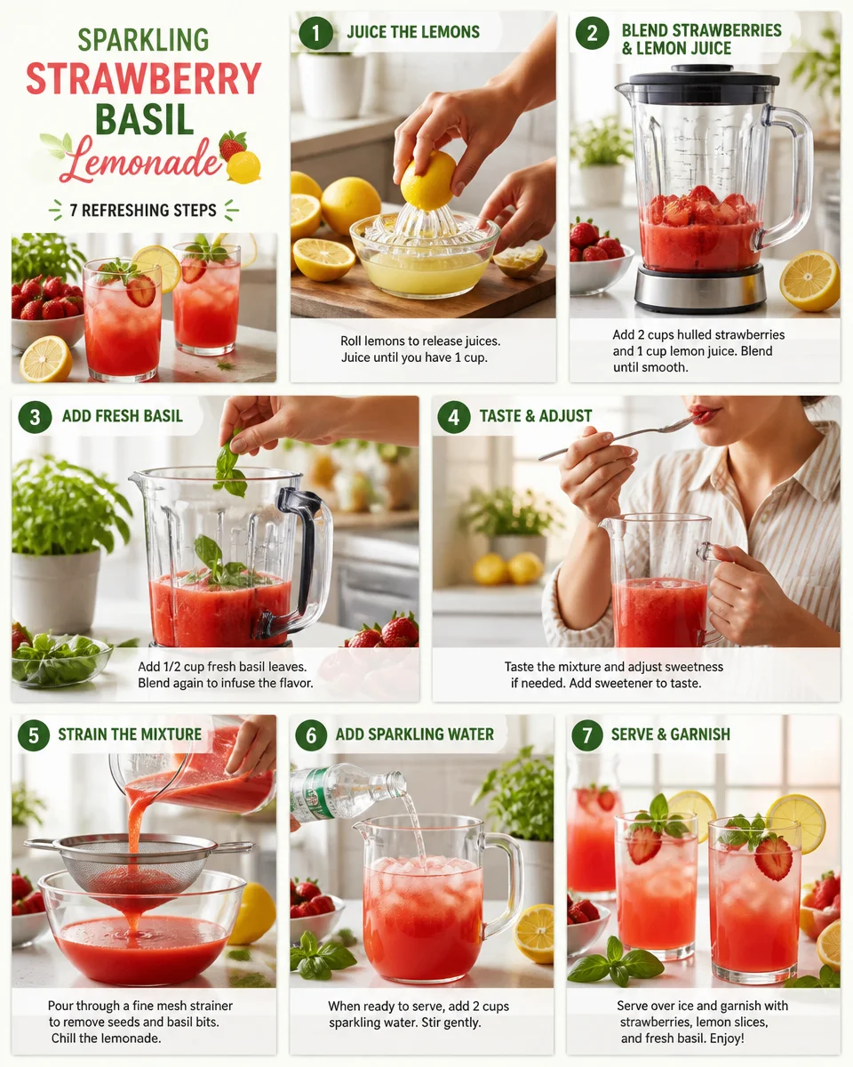 Sparkling Strawberry Basil Lemonade
