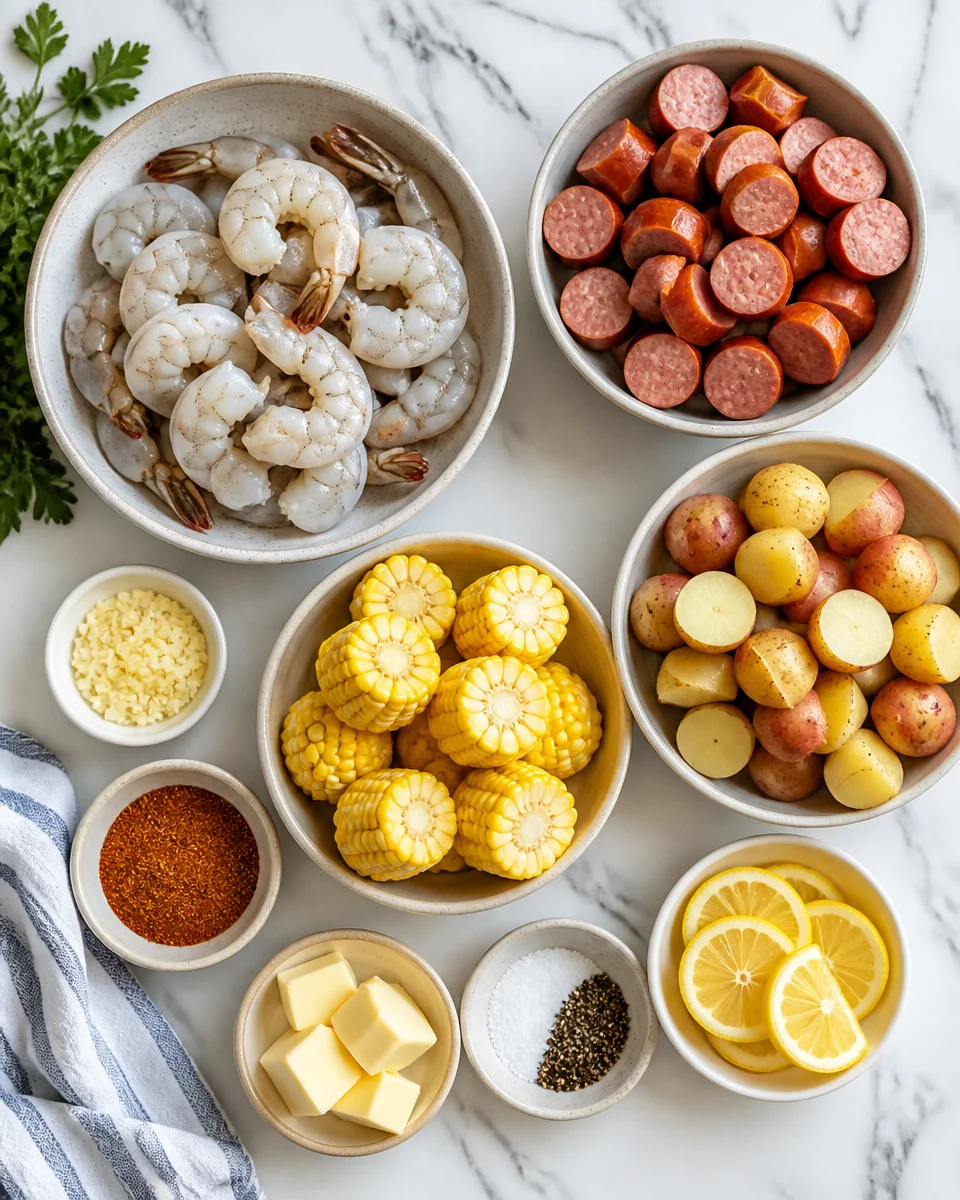 Spicy Sausage and Shrimp Boil Foil Packets