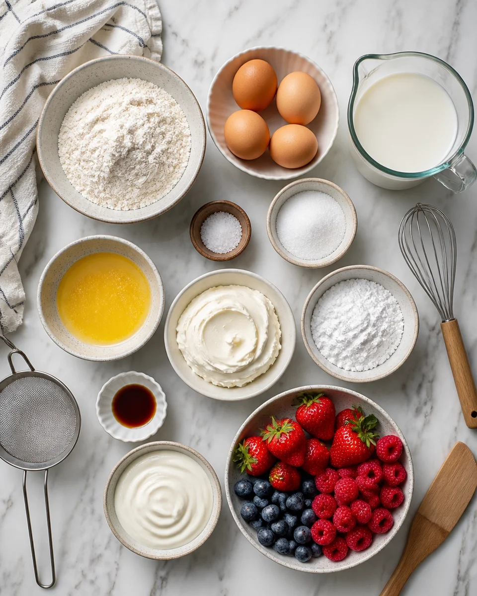 Strawberry Cream Cheese Crepes with Fresh Berries