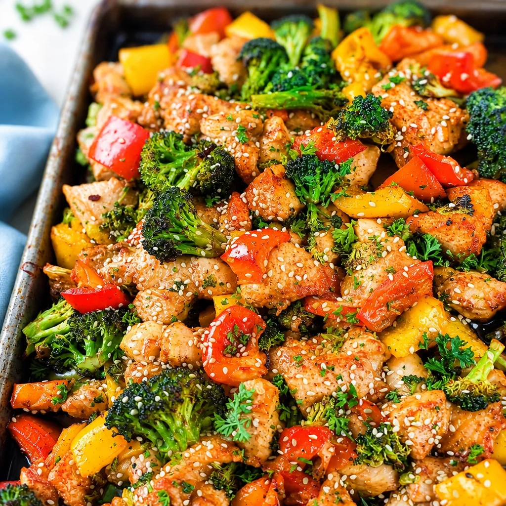 Delicious Teriyaki Chicken and Broccoli Sheet Pan meal cooked simply in the oven.