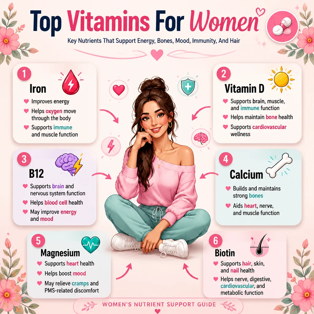 Top vitamins for women enhancing everyday eating and nutrition.