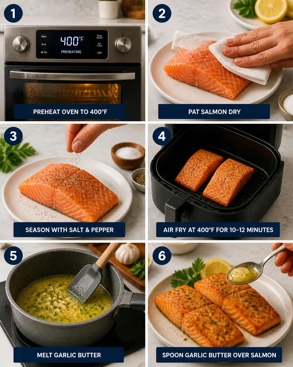 Air Fryer Salmon with Garlic Butter (10 Minutes!)