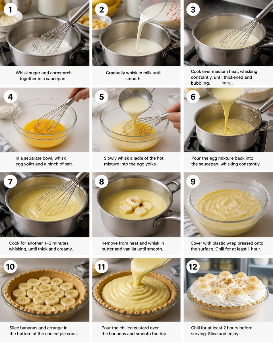 Banana Cream Pie with Homemade Custard