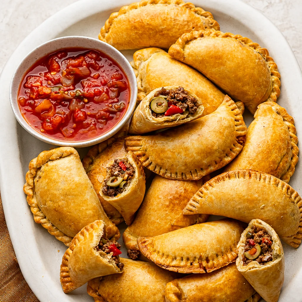 Delicious beef empanadas, baked or fried, featuring savory beef and cheese filling.