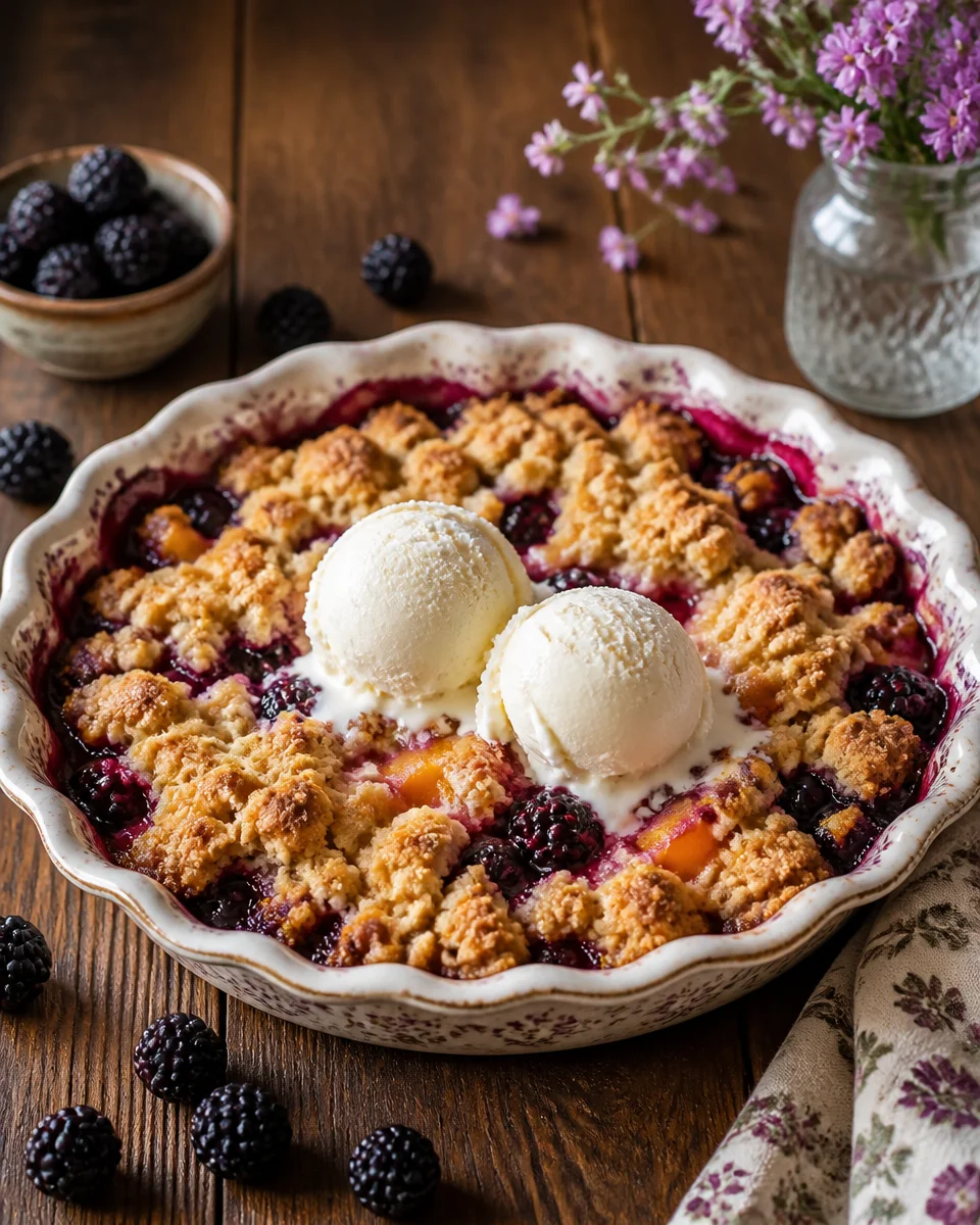 Blackberry Peach Cobbler with Brown Sugar