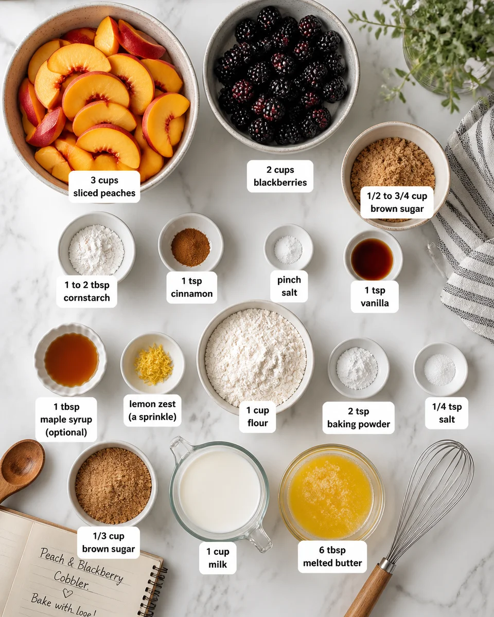 Blackberry Peach Cobbler with Brown Sugar