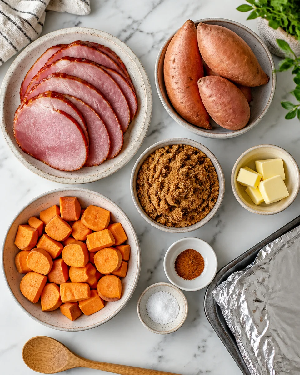 Brown Sugar Ham and Sweet Potato Foil Packets