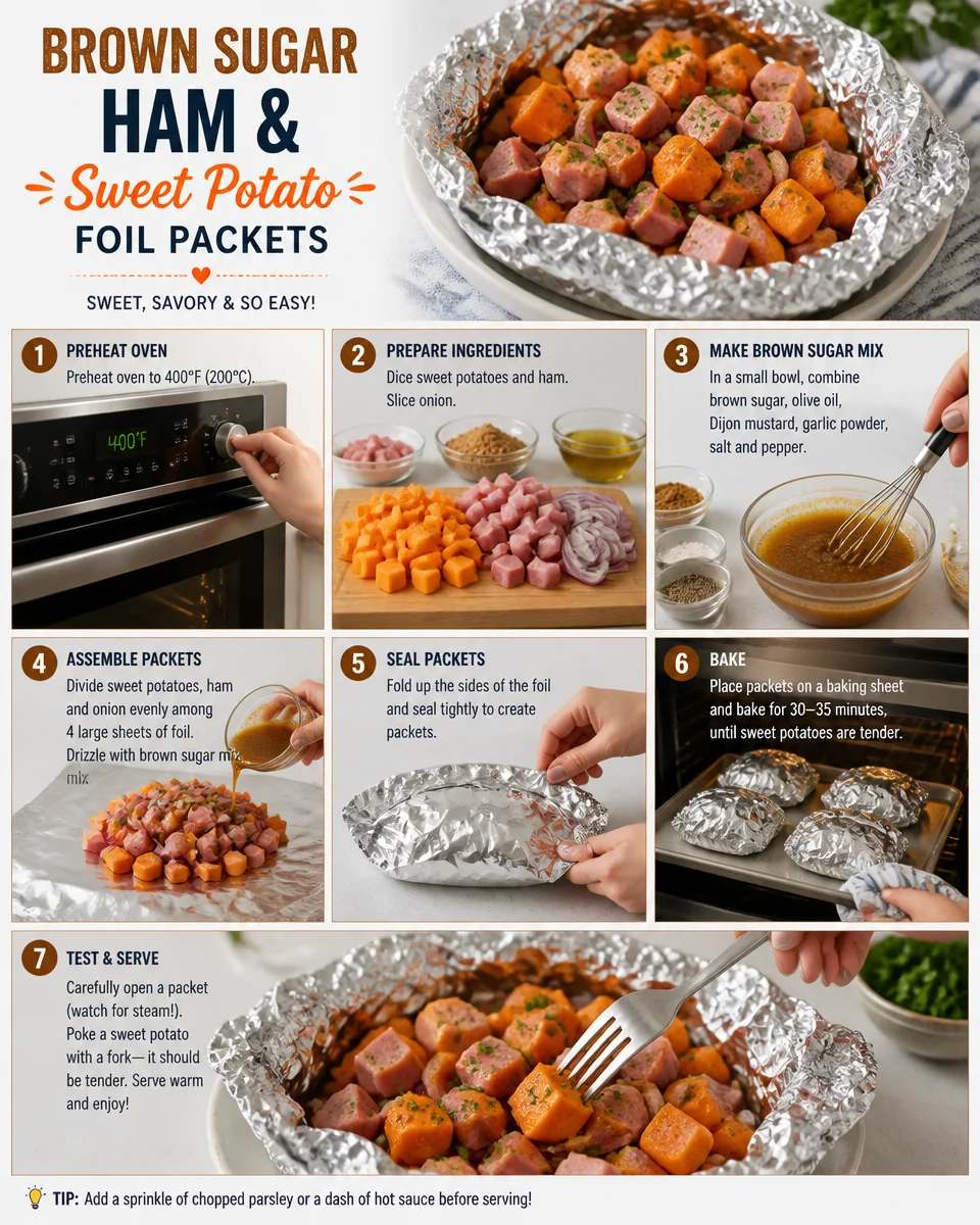 Brown Sugar Ham and Sweet Potato Foil Packets