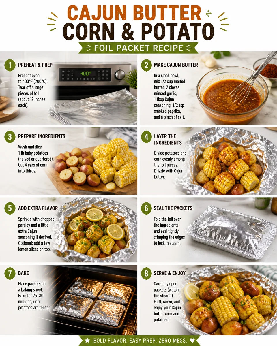 Cajun Butter Corn and Potato Foil Packets