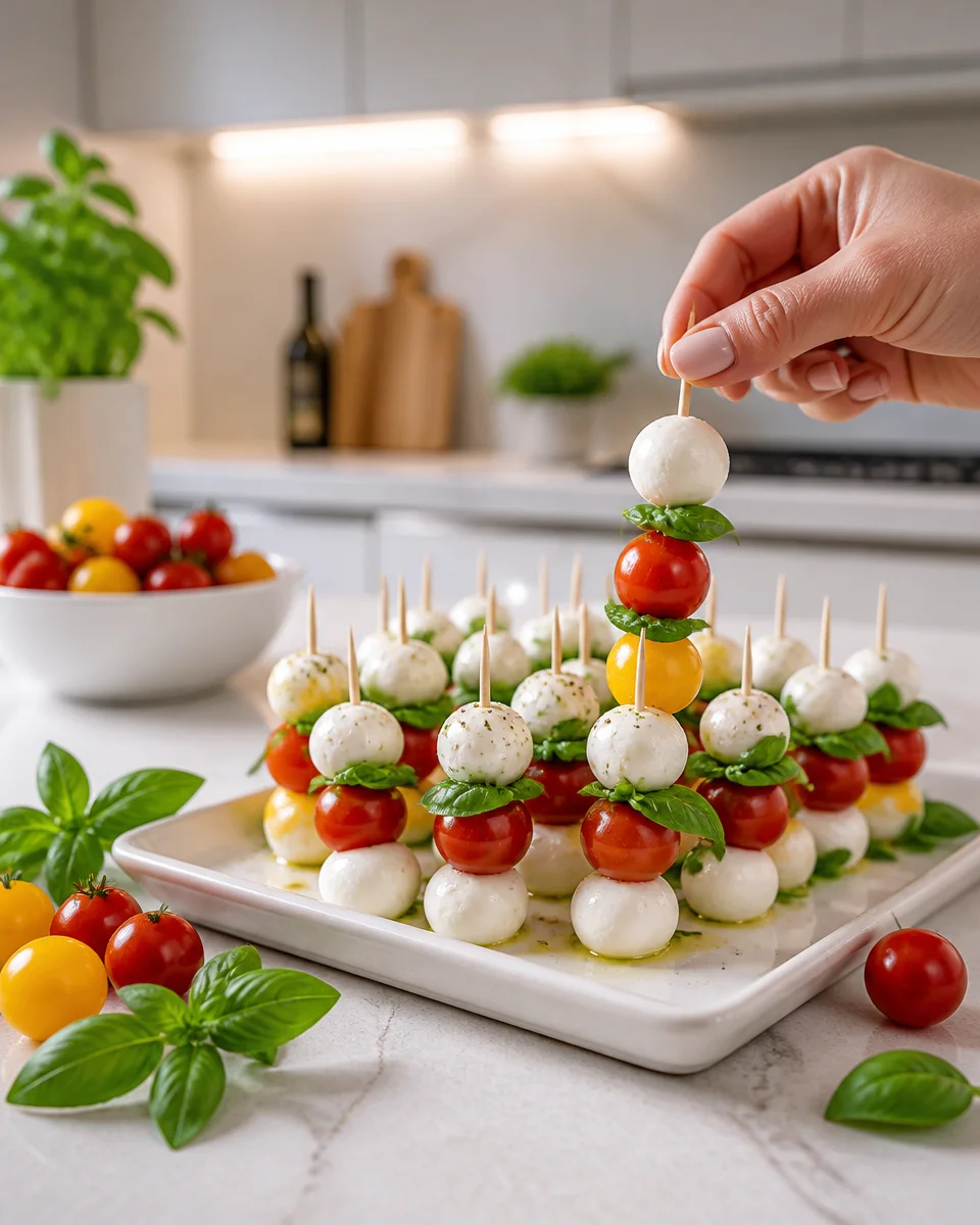 Caprese Skewers with Balsamic Drizzle