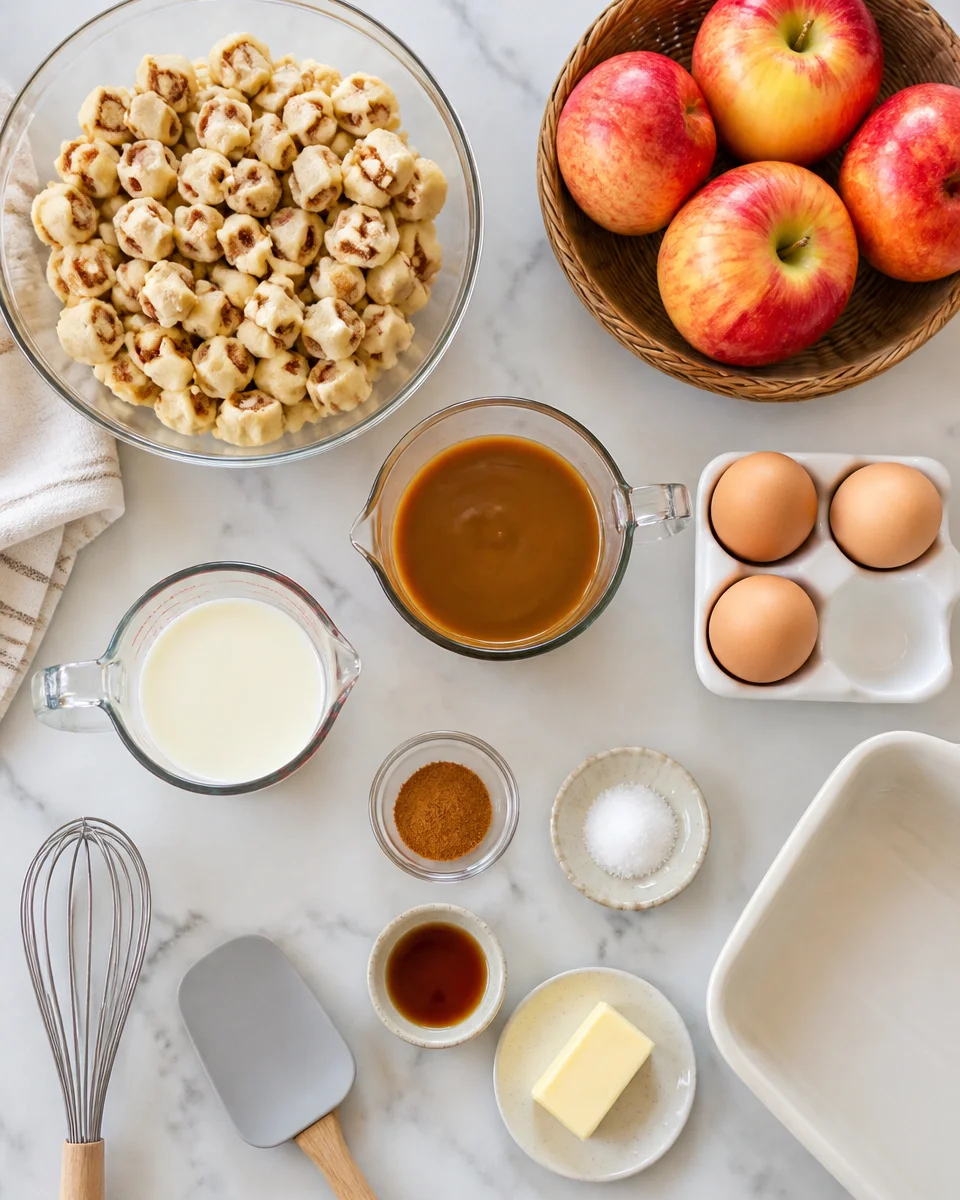 Caramel Apple Cinnamon Roll Casserole