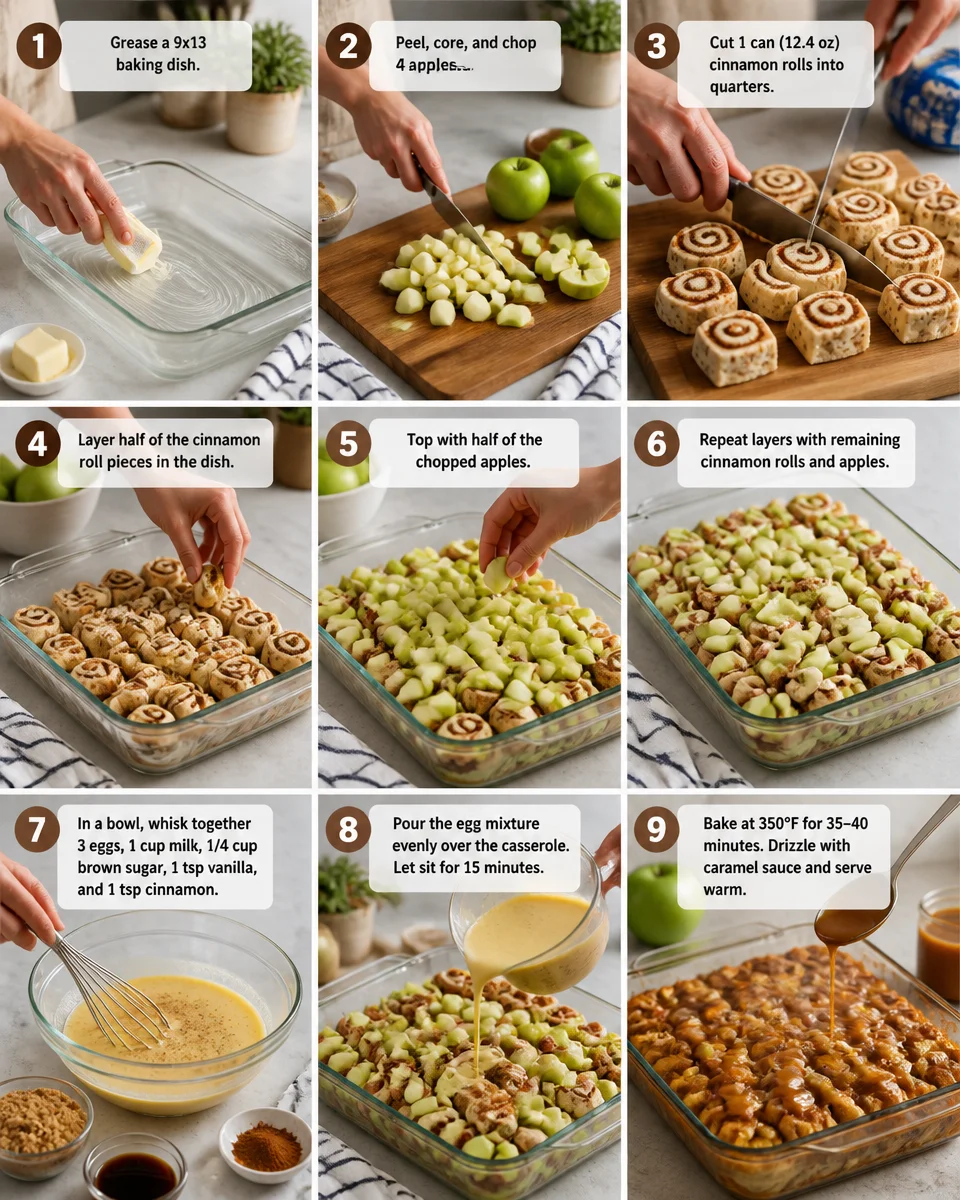 Caramel Apple Cinnamon Roll Casserole