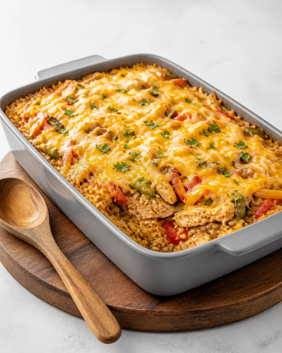 Cheesy Chicken Fajita Rice Casserole