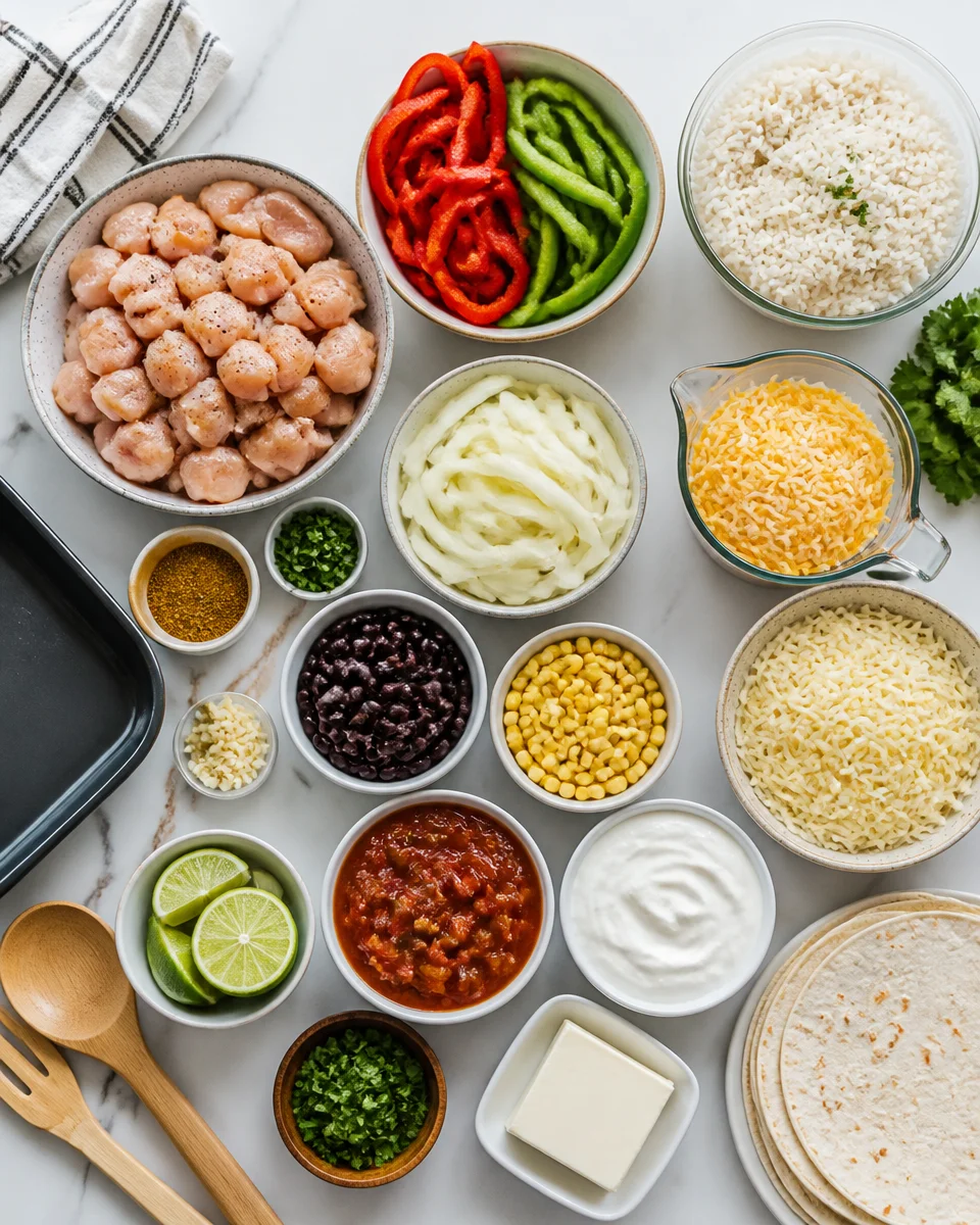Cheesy Chicken Fajita Rice Casserole
