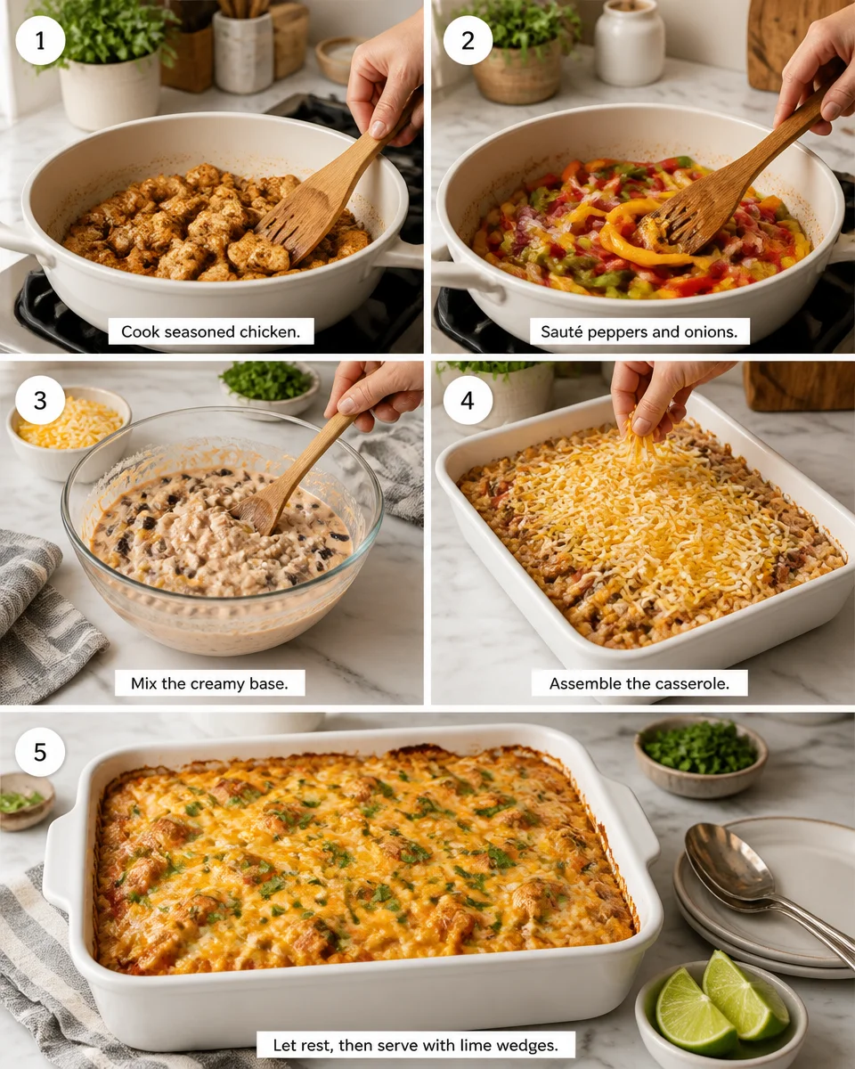 Cheesy Chicken Fajita Rice Casserole