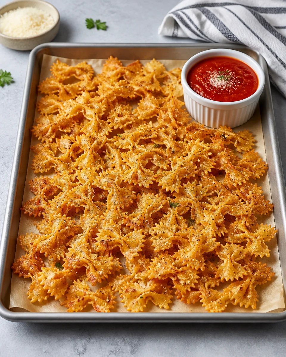 Cheesy Garlic Pasta Chips