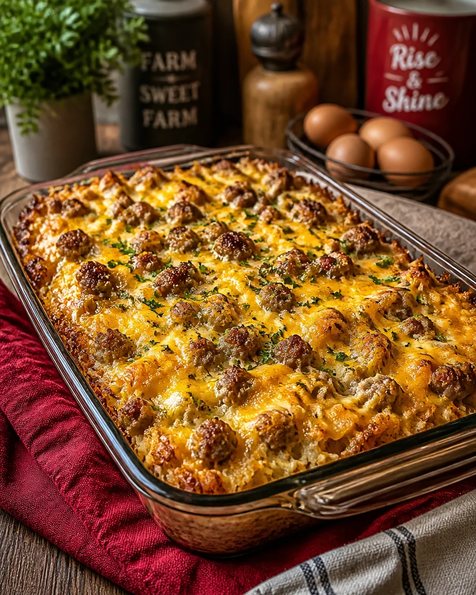 Cheesy Sausage Hash Brown Breakfast Bake