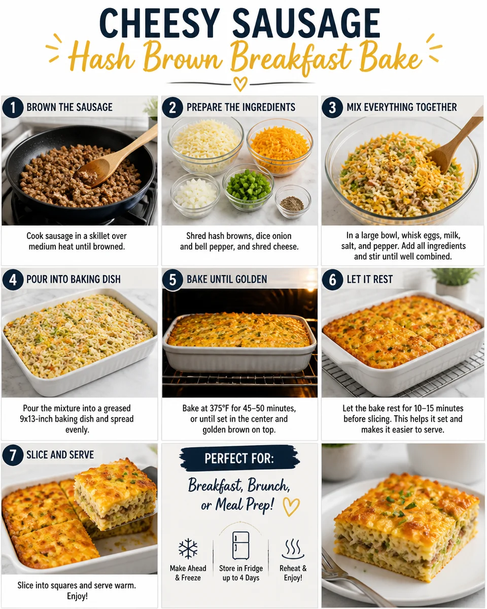 Cheesy Sausage Hash Brown Breakfast Bake